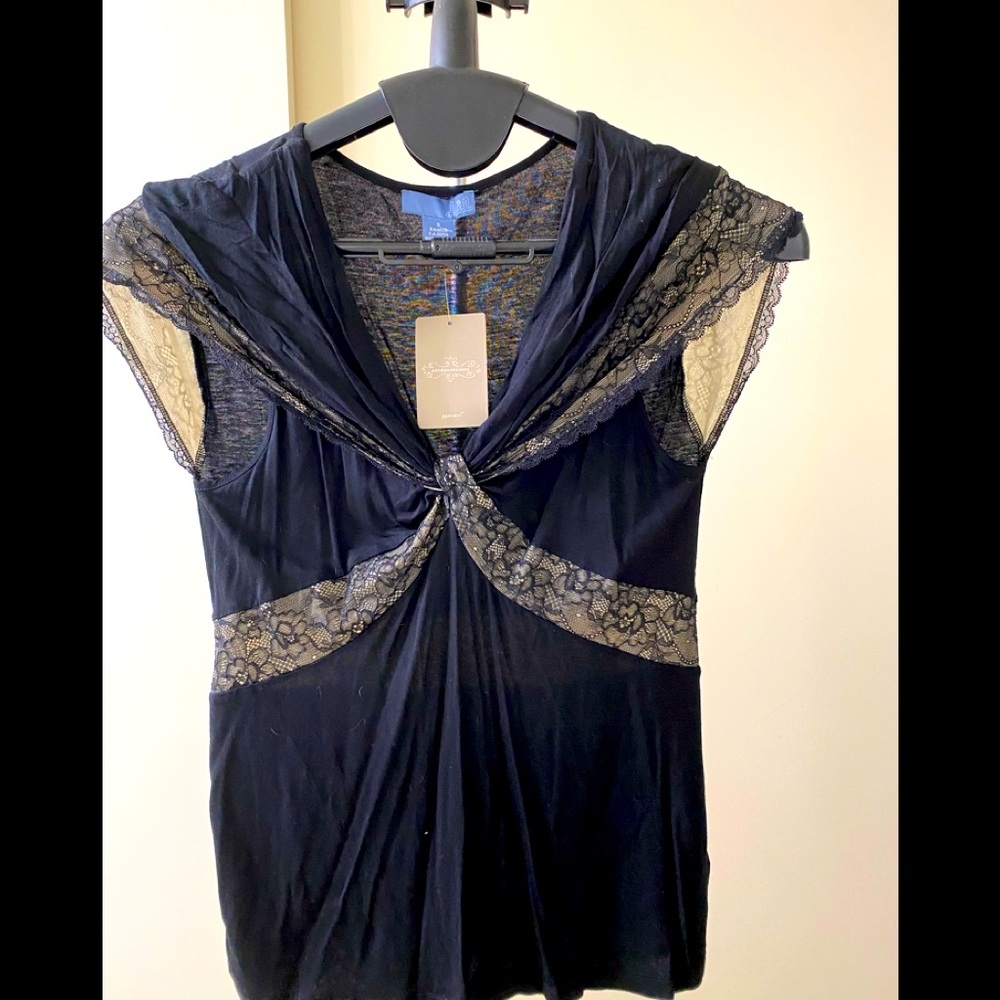 Lil brand top.  Black with lace inset. NWT.  ANTHROPOLOGIE.